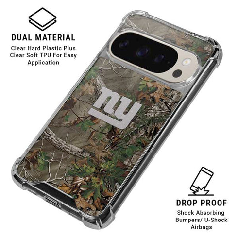 NFL New York Giants Realtree Xtra Green Camo Pixel 9/9 Pro Clear Case